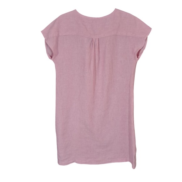 Pure‎ Navy Linen Dress Womens Medium Pink Lightweight Knew High Gauze Coastal - Picture 3 of 11